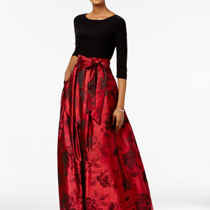 Jessica Howard Floral-Print Ball Gown Dress EUC